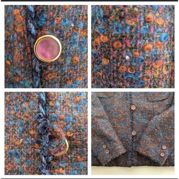 Vintage Curly Wool Classic Skirt Suit Tag 16 Waist 30" Chest 40" Union Label - Picture 7 of 13